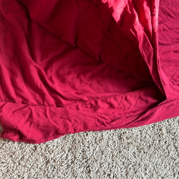 Abercrombie & Fitch | Boho Smocked Embroidered Waist Split Side Red Midi skirt - Picture 8 of 11